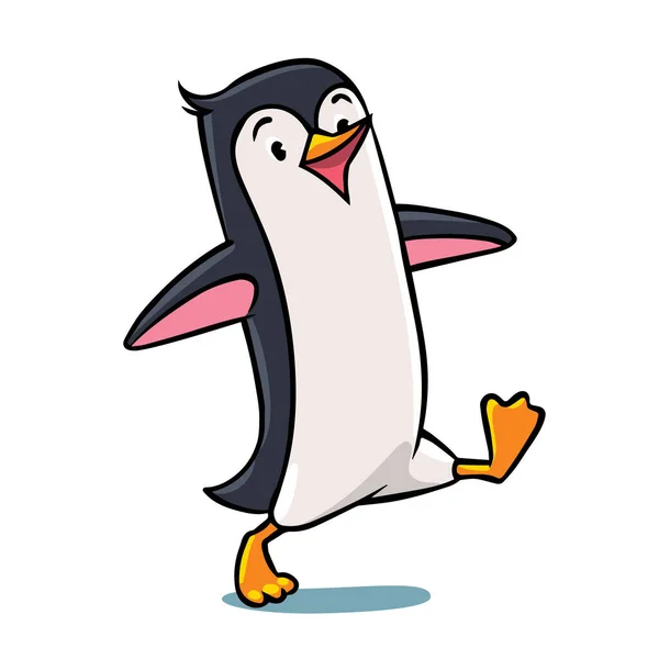 Penguin Funny Bird Walking Ice Children Vector Illustration — Vector de stock