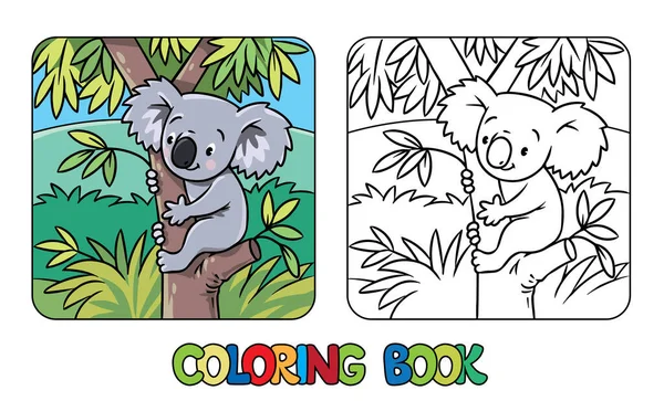 Koala Bear Coloring Book Coloring Picture Funny Animal Eucaliptus Tree —  Vetores de Stock
