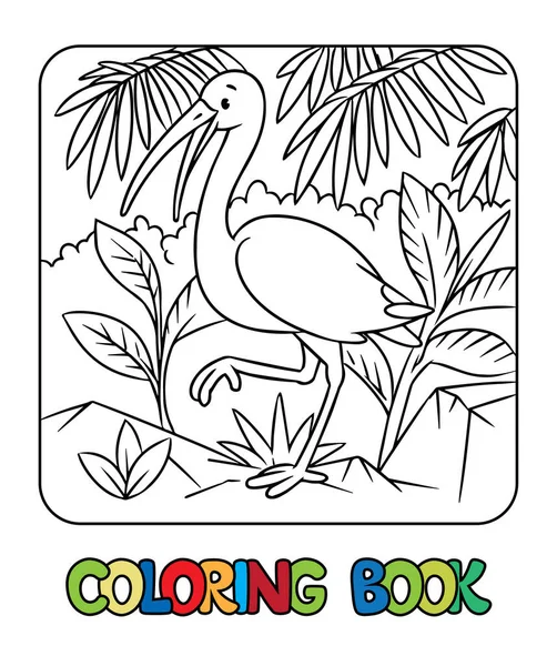 Ibis Debout Sur Une Jambe Livre Drôle Coloriage Oiseau — Image vectorielle