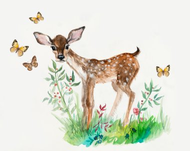 Kelebek ve çiçek geyik bebek.