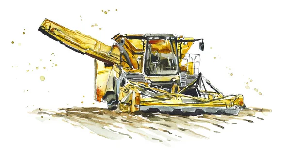 Landmaschinen Aquarell Handgezeichnete Illustration — Stockfoto