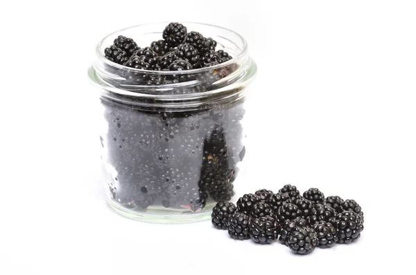 Blackberrys in glass jam — Stock Photo, Image