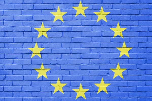 Pozadí stěny ue unie vlajka Evropa — Stock fotografie