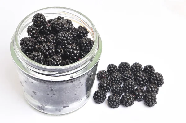 Blackberrys in glass jam — Stock Photo, Image