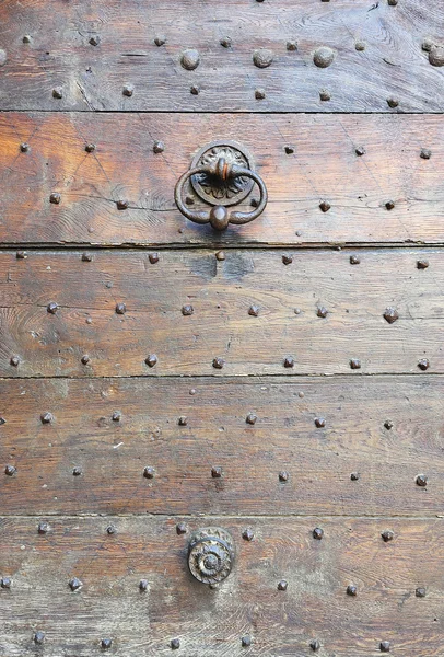 Brass knocker and ancient door knocker — Stock Photo, Image