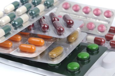 Pills and capsules in blister clipart