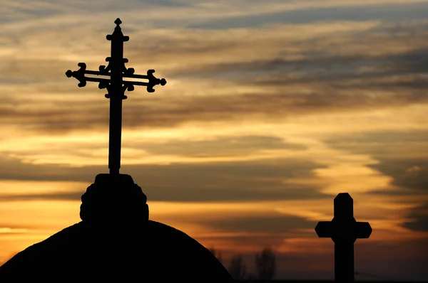 Sonnenuntergangs-Kreuz — Stockfoto