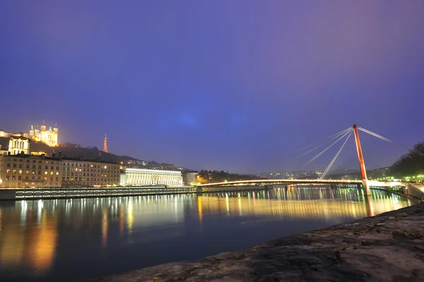 Lyon på natten — Stockfoto