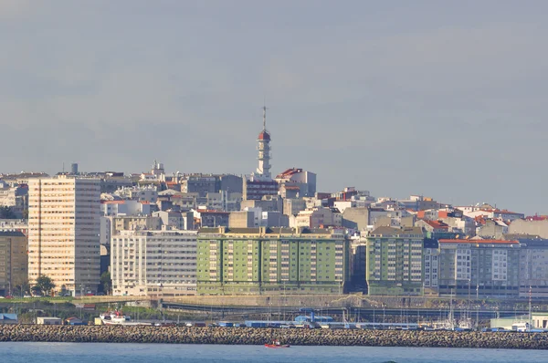 Bahía de Coruña y vista a la ciudad — Foto de Stock