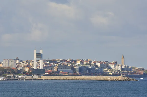 Coruna bay en stad weergave — Stockfoto