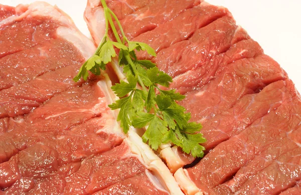 Beef steak raw entrecot with parsley — Stock Photo, Image