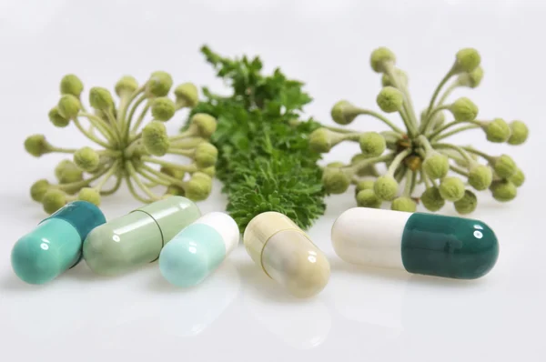 Medikamente und Medikamente mit natürlichen Pflanzenextrakten lizenzfreie Stockbilder