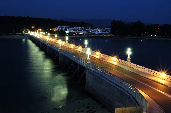 La Toja bridge in the night. — Stock Photo, Image