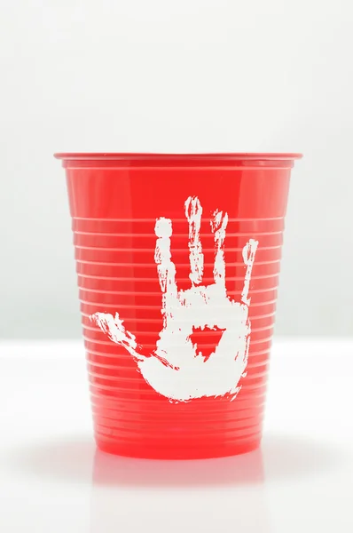 Cup with hand  inscription — Stock Photo, Image