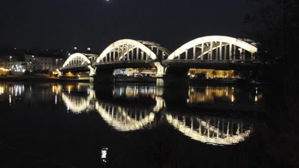 Puente sobre el río Saone Albigny — Vídeos de Stock