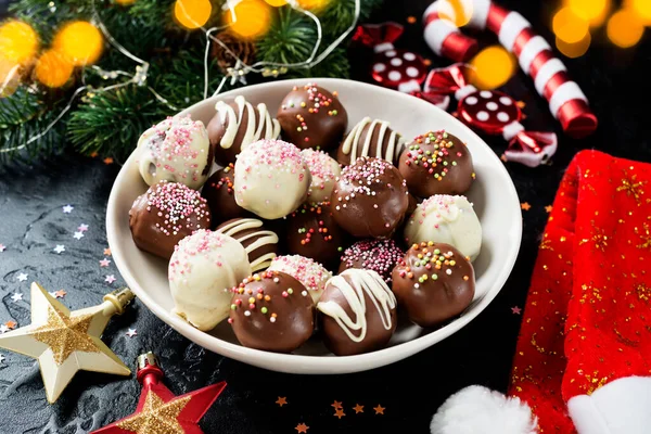 Luxe Handgemaakte Chocolade Truffel Voor Fijne Vakantiedagen — Stockfoto