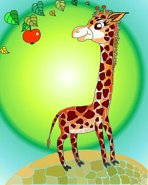 Жираф і яблуко — стокове фото