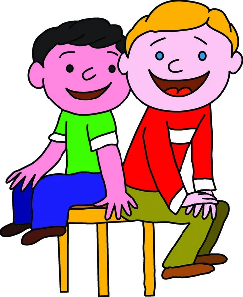 Two boy are sitting on one chair — Stock Photo, Image