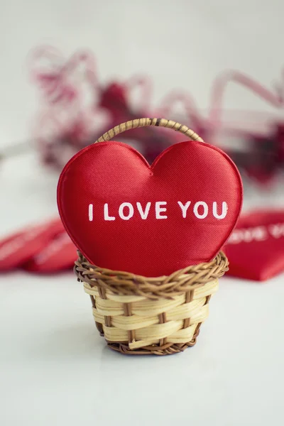 Red heart with the word love you on white background — Stock Photo, Image