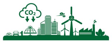 İklim değişikliğini durdurmak için karbondioksit salınımını azaltmak. yeşil enerji arkaplanı