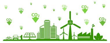 İklim değişikliğini durdurmak için karbondioksit salınımını azaltmak. yeşil enerji arkaplanı