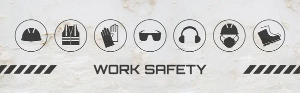 Work Safety Sign White Background — Stock Photo, Image