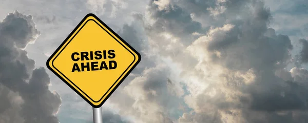 Crisis Ahead Sign Cloudy Sky Background — Stockfoto