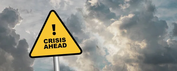 Crisis Ahead Sign Cloudy Sky Background — Stockfoto