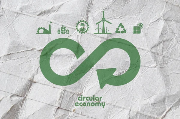 circular economy icons on white background