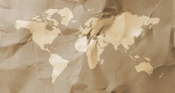 Mapa Mundo Sobre Fundo Papel — Fotografia de Stock