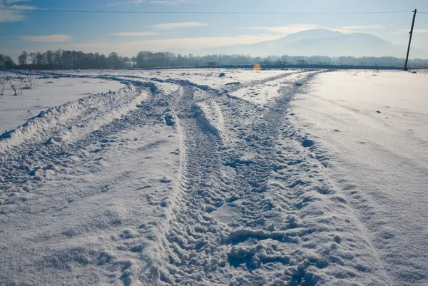 Strada innevata — Foto Stock