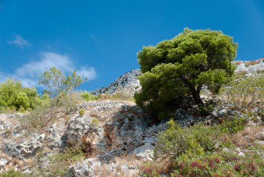 kő-hegység és a kék ég, a felhők