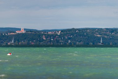 SIOFOK, HUNGARY - 31 Ağustos 2021: Balaton Gölü Yat, Macaristan, Siofok. 
