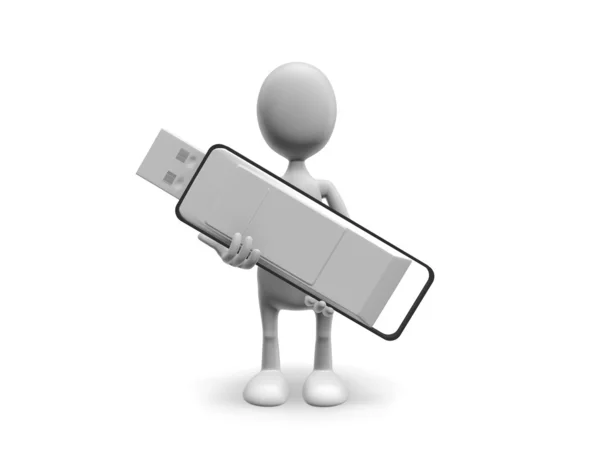 Uomo con flash-drive — Foto Stock