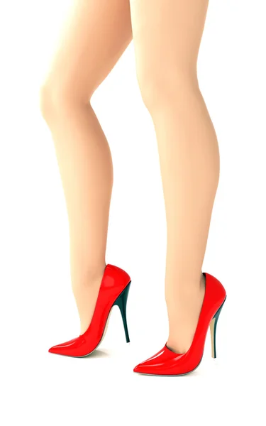 Sexiga ben i röda skor — Stockfoto