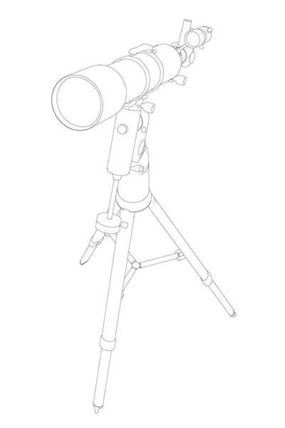 Kontur eines Amateurteleskops isoliert auf weißem Hintergrund. Vektorillustration — Stockvektor