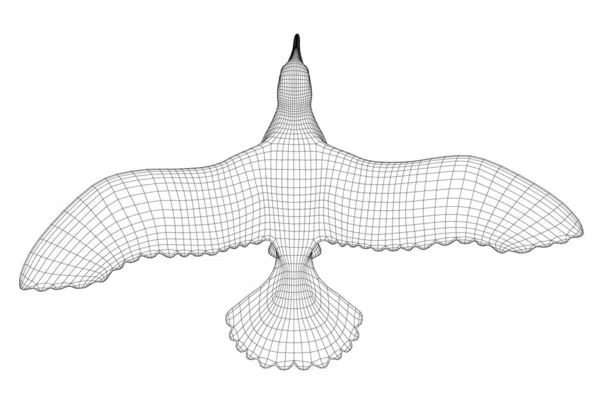 Létající ptačí drát izolovaný na bílém pozadí. Pohled shora. 3D. Vektorová ilustrace — Stockový vektor