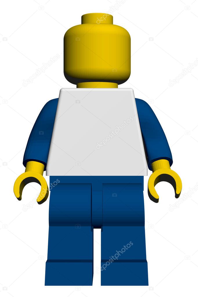 Model of a toy man isolated on a white background. 3D. Vector illustration