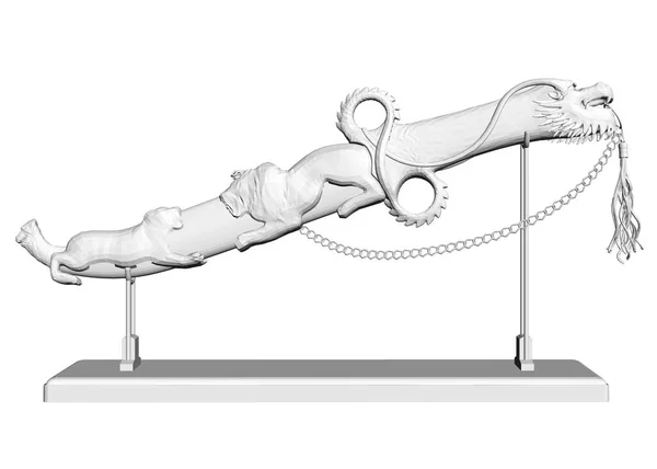 Modelo de una daga decorativa sobre un bastidor aislado sobre un fondo blanco. 3D. Ilustración vectorial — Vector de stock