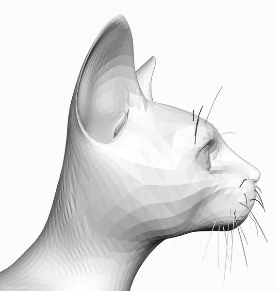 Polygonal katt huvud isolerat på vit bakgrund. Sidovy. 3D. Vektorillustration — Stock vektor