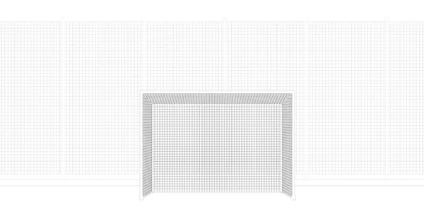 Bir futbol kalesinin dış hatları ve beyaz arka planda izole edilmiş siyah çizgilerden yapılmış bir çit. Vektör illüstrasyonu — Stok Vektör