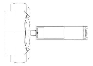 Siyah çizgilerdeki tıbbi tomografinin beyaz arka planda izole edilmesi. Yukarıdan bak. Vektör illüstrasyonu
