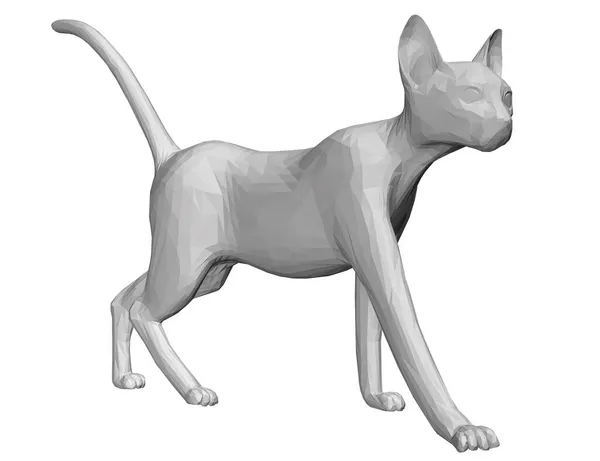 Šedá kočka kráčí izolovaně na bílém pozadí. 3D. Vektorová ilustrace — Stockový vektor