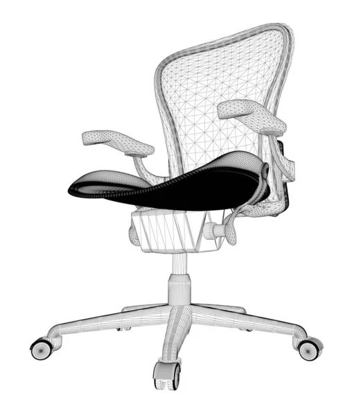 Struttura della sedia da gioco da linee nere isolate su sfondo bianco. Vista prospettica. 3D. Illustrazione vettoriale — Vettoriale Stock