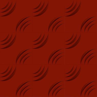 Dışbükey çizgileri olan pürüzsüz kırmızı fayans. Üç boyutlu. Vektör illüstrasyonu