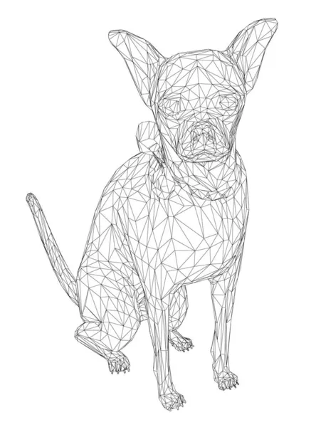 Cadre en fil de fer pour chien assis à partir de lignes noires isolées sur fond blanc. 3D. Illustration vectorielle — Image vectorielle