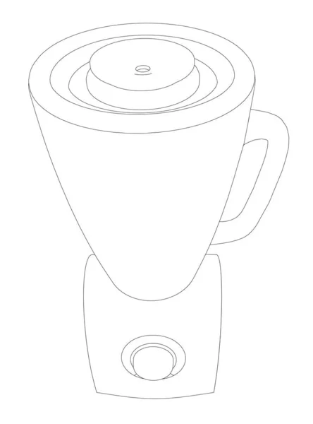 锥形搅拌机，用于从被白色背景隔离的黑线上切碎食物。前面的景色矢量说明 — 图库矢量图片
