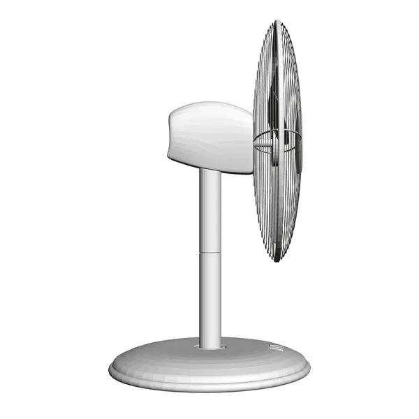 Вентилятор охлаждения рабочего стола изолирован на белом фоне. Вид сбоку. 3D. Векторная иллюстрация — стоковый вектор