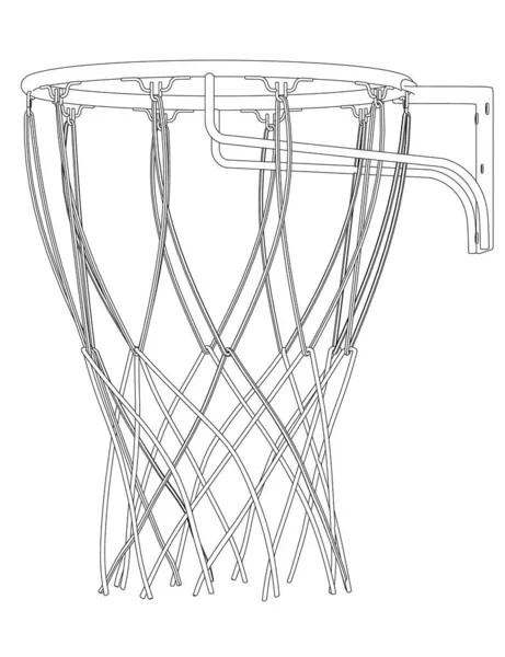 Basketballkorb Kontur aus schwarzen Linien isoliert auf weißem Hintergrund. Seitenansicht. Vektorillustration — Stockvektor