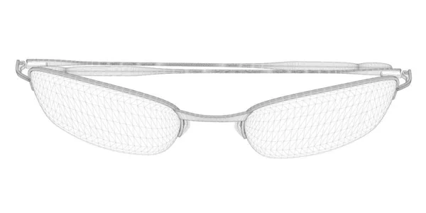 Drahtgestell von gefalteten Gläsern aus schwarzen Linien isoliert auf weißem Hintergrund. Frontansicht. 3D. Vektorillustration — Stockvektor